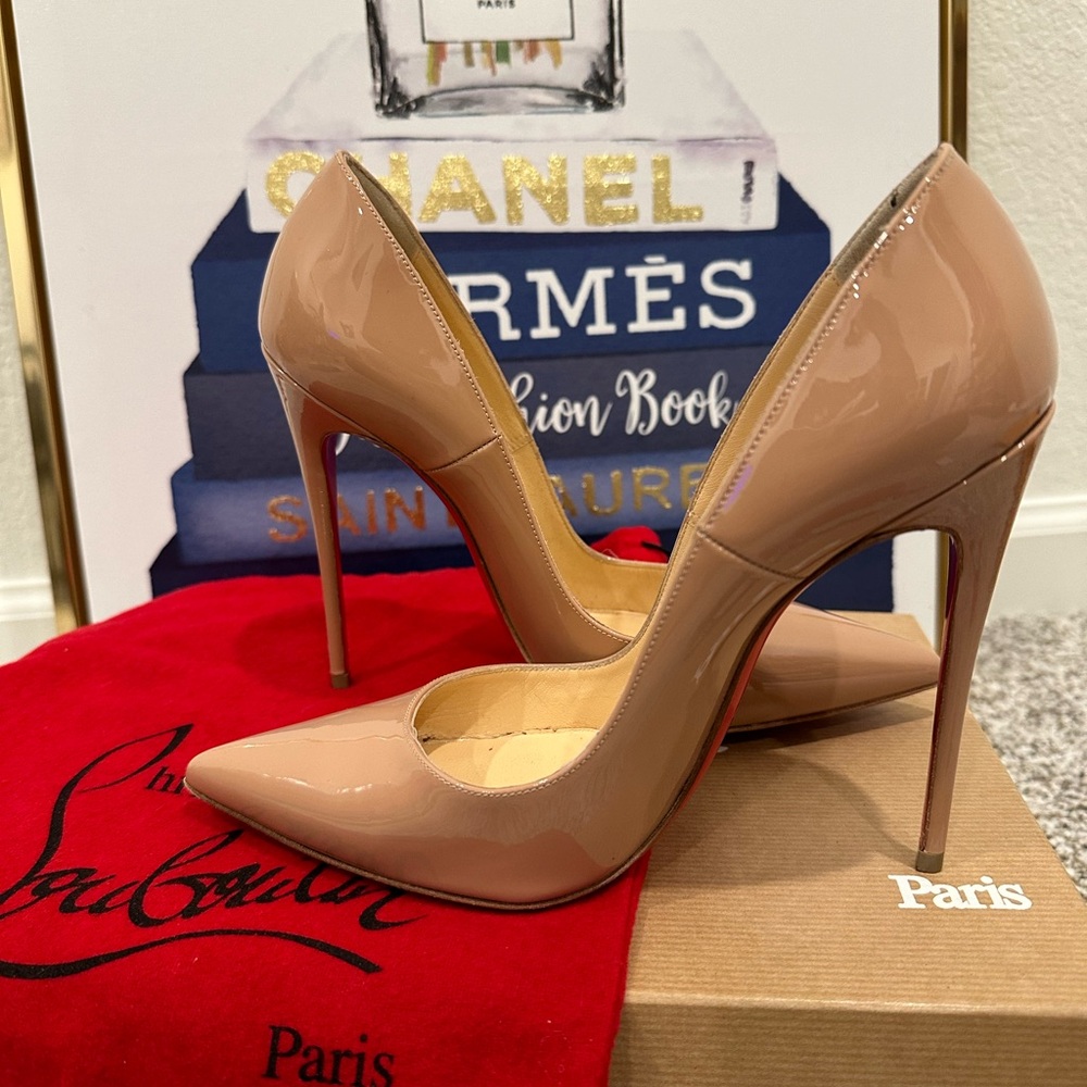 AUTHENTIC Christian Louboutin So Kate 120 NUDE heels 37.5